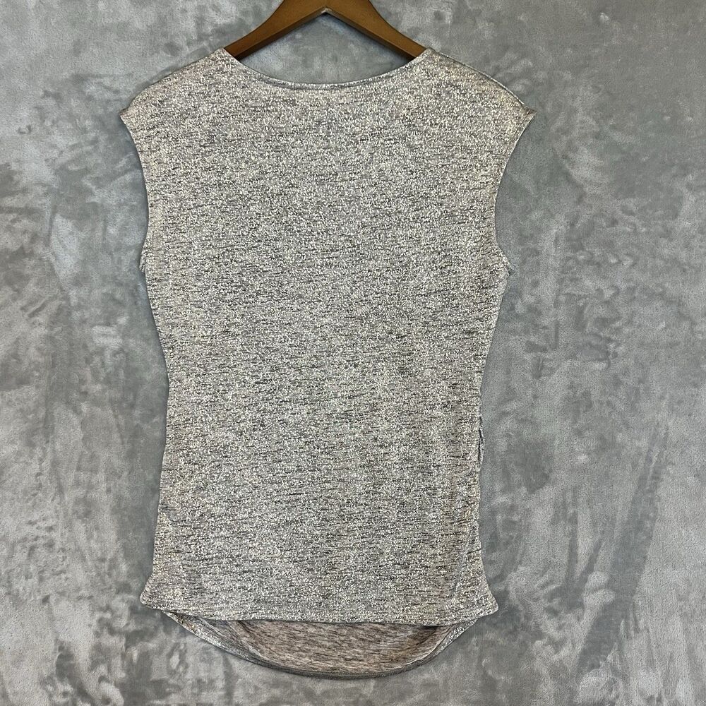 Calvin Klein Sleeveless Top Gold Shimmer Ruched Button Accent Size Small - Picture 10 of 10